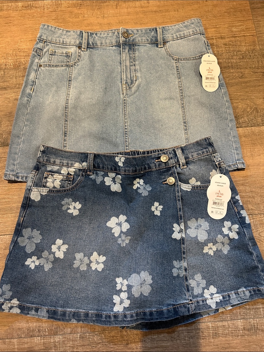wonder nation Light Blue & Dark Blue Denim Skirt Set